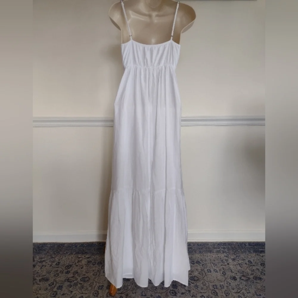 Abercrombie & Fitch White Maxi Beachy Flowy Cotton Summer Dress Size XS Tall